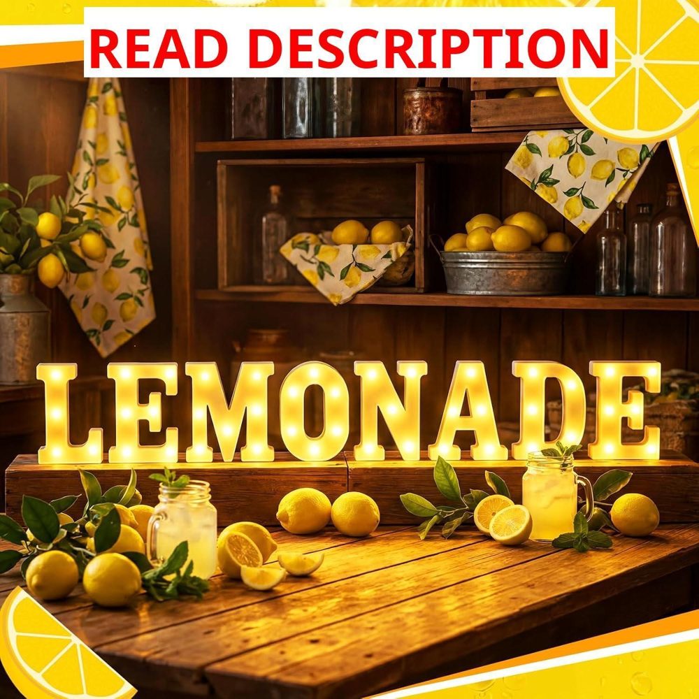 Ganeen 6 Pcs Lemonade LED Letter Lights Sign