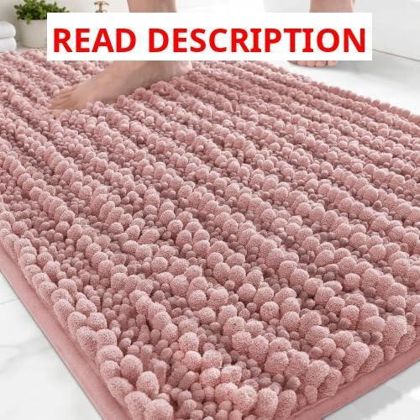 Disolla Pink Bath Rug 20x32 Chenille Mat