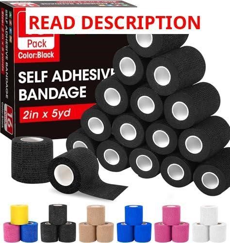 AZEN 16 Pack Self-Adhesive Bandage Wrap Black