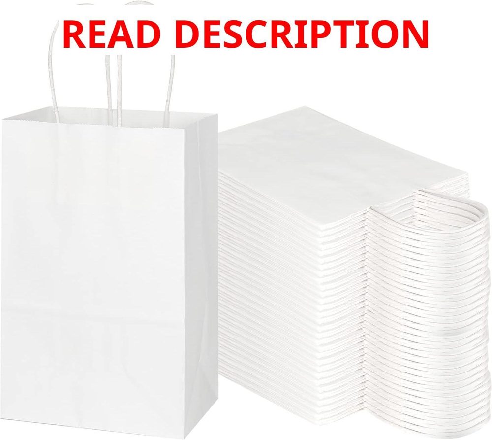 Toovip Small Kraft Bags with Handles 100-Pack