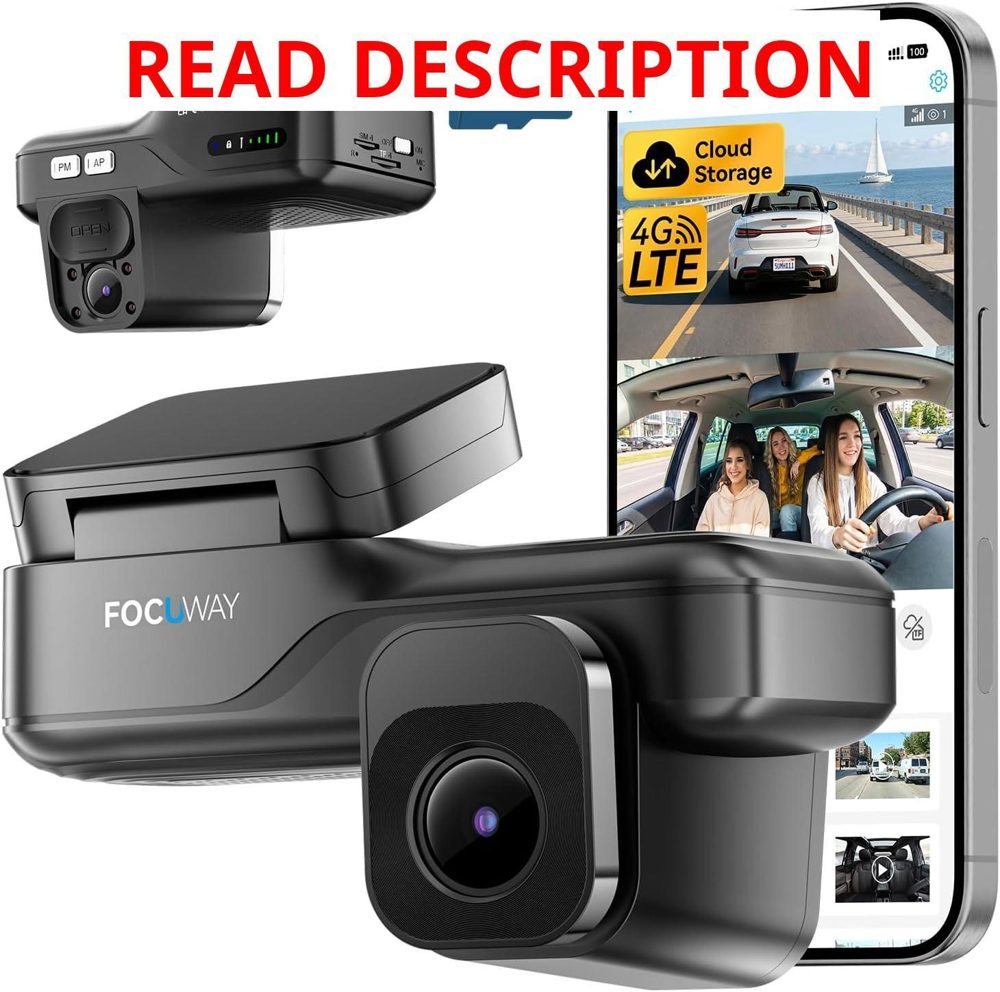 4G LTE Dash Cam: Live View 2K+1080P GPS