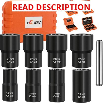 XEWEA 9pcs Lug Nut Extractor Set 1/2" Drive