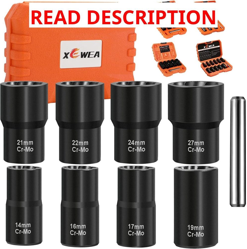 XEWEA 9pcs Lug Nut Extractor Set 1/2" Drive