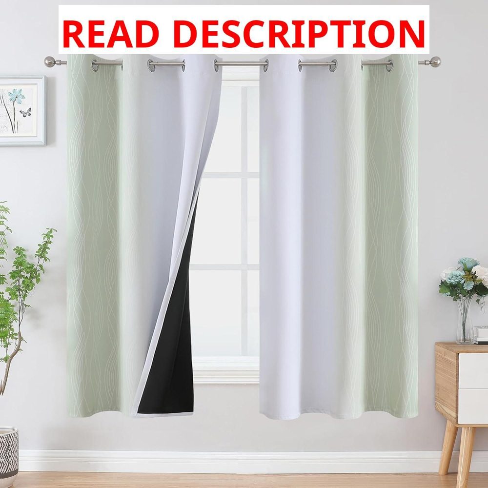 Sage Green/Gray Ombre Blackout Curtains 63"