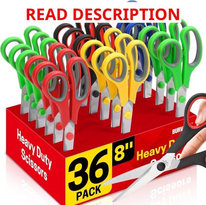 BURVAGY 36 Pack 8" Scissors Heavy Duty Office