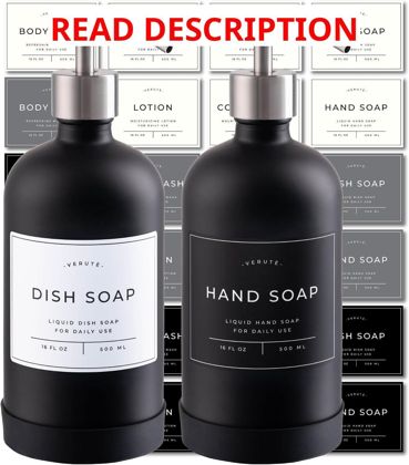 Hand & Dish Soap Dispenser 2pk Glass Bottles