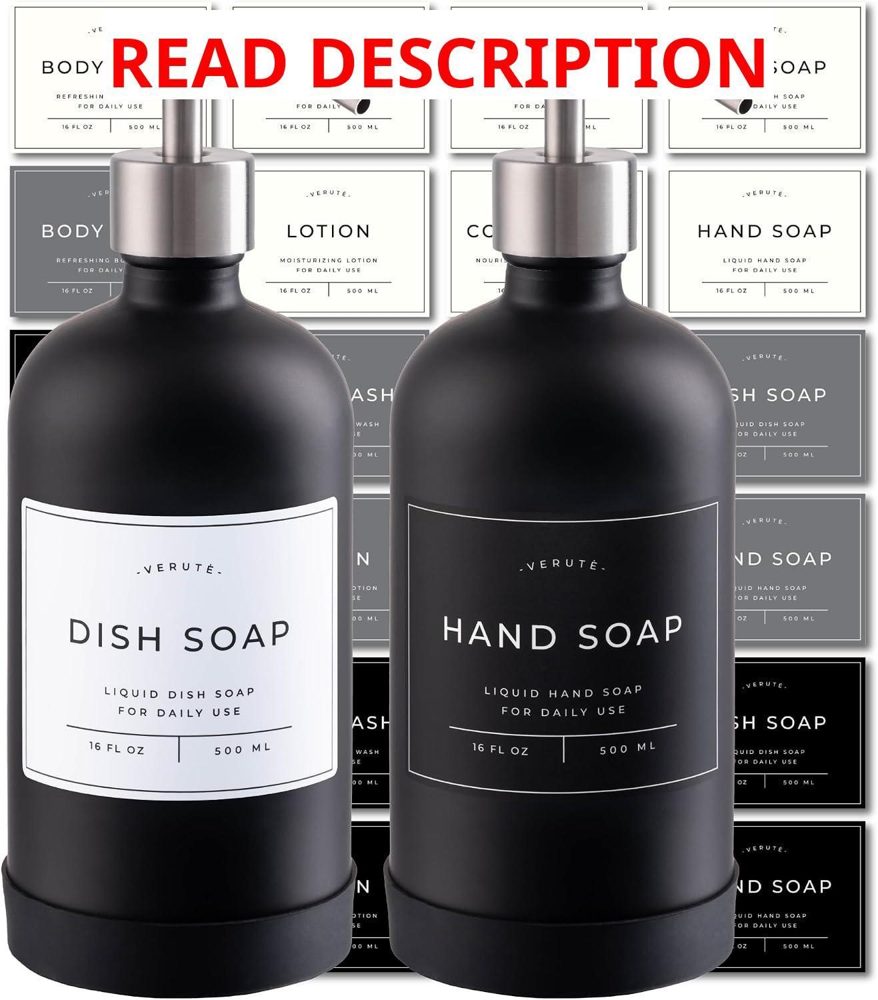 Hand & Dish Soap Dispenser 2pk Glass Bottles