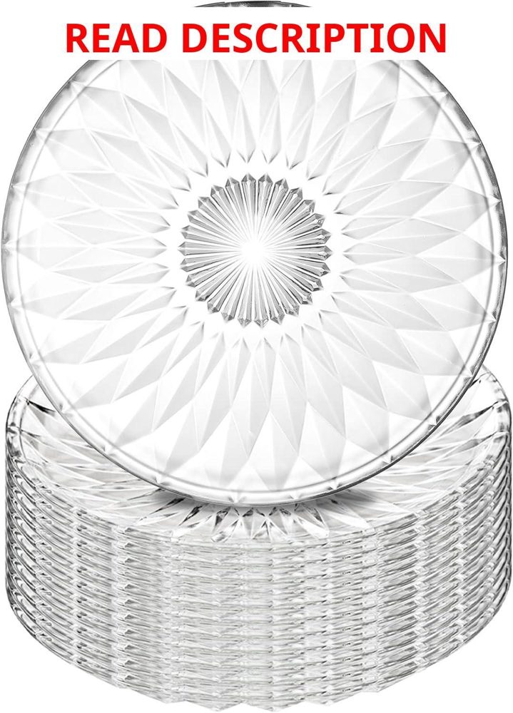 Hiceeden 12 Crystal Glass Salad Plates 8"