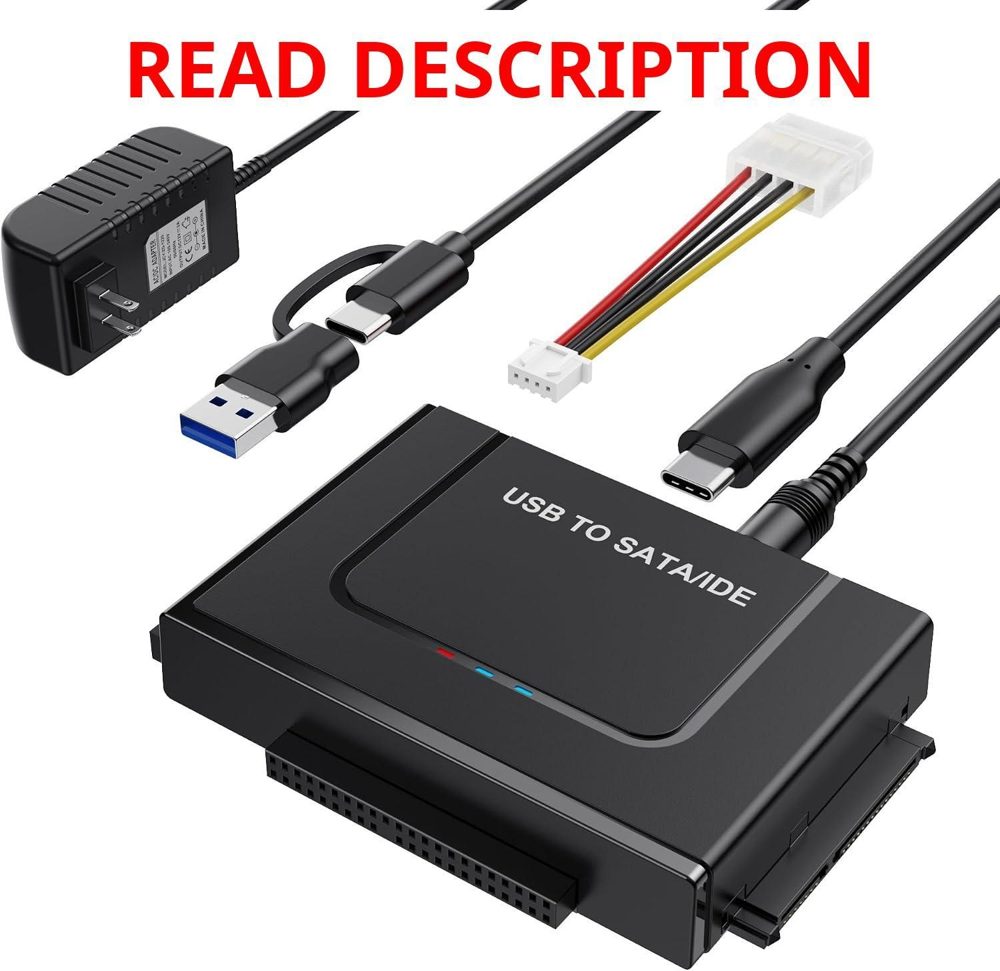 USB 3.0 to IDE/SATA Adapter with USB-C Reader