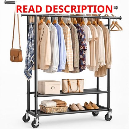 Portable Clothes Rack with Wheels Black