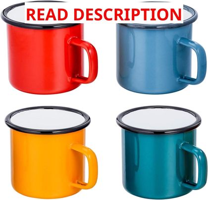TeamFar Tea Coffee Mug Set of 4 Enamel Cups