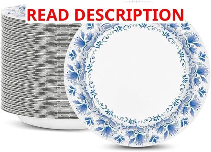 Charmount 150-Pack Blue Floral Plates 8.5"