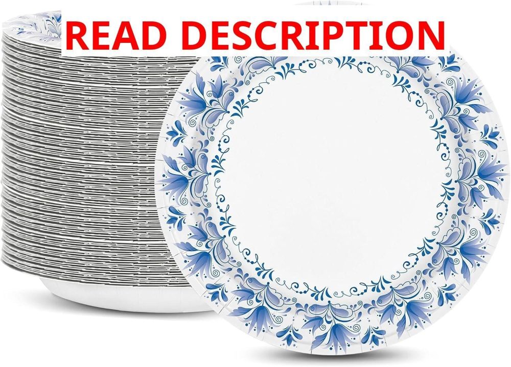 Charmount 150-Pack Blue Floral Plates 8.5"
