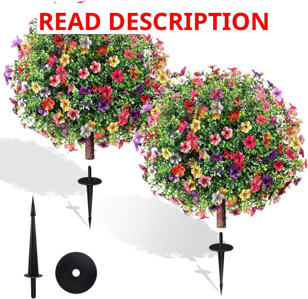 27.5" Boxwood Topiary Set (2) UV Fake Bushes