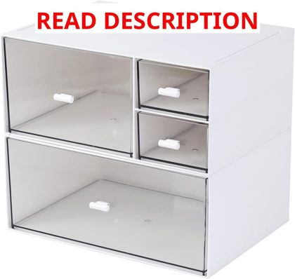 MILULUGO Desk Organizer with 4 Drawers White