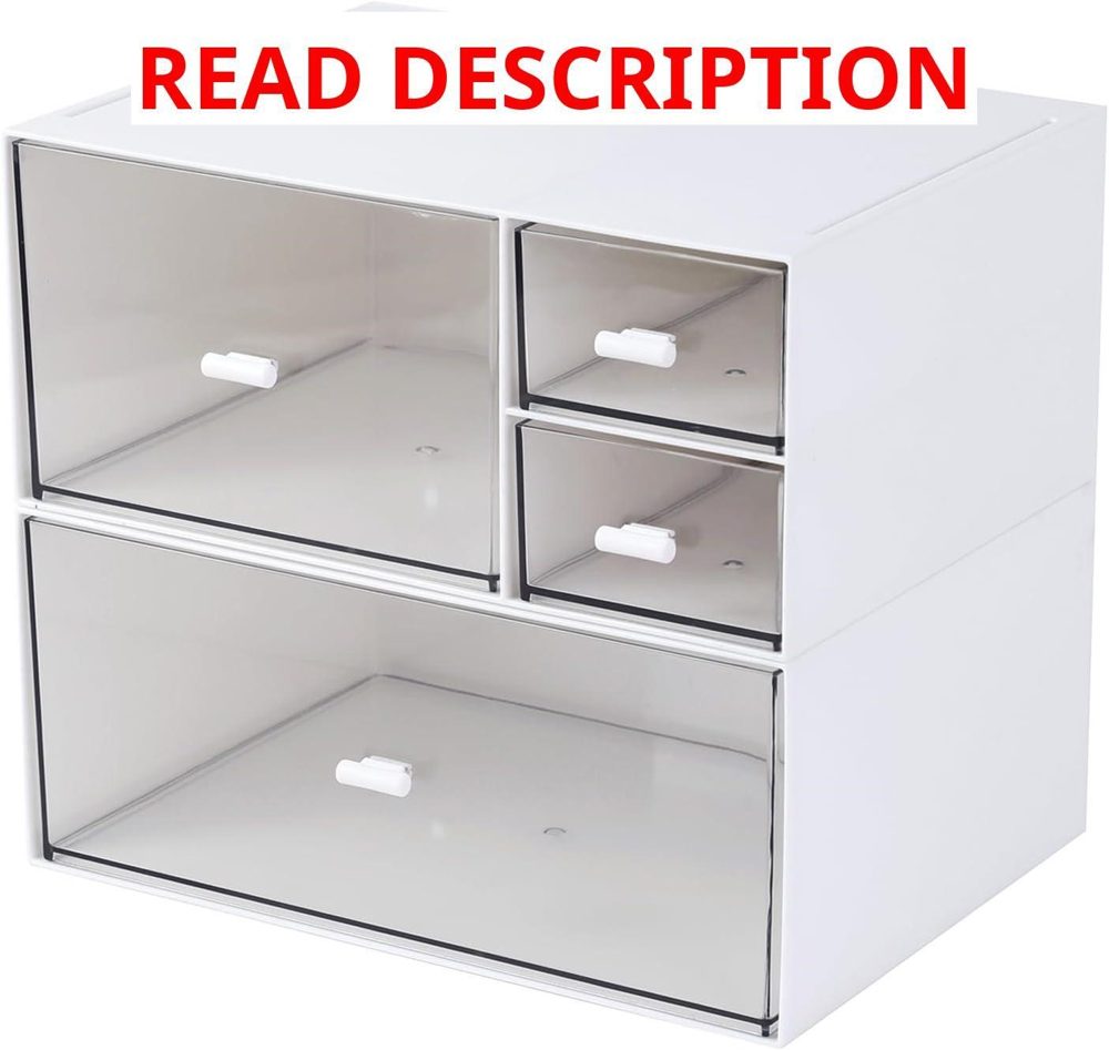 MILULUGO Desk Organizer with 4 Drawers White