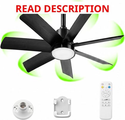 28" Socket Fan Light Remote E26/E27 Black