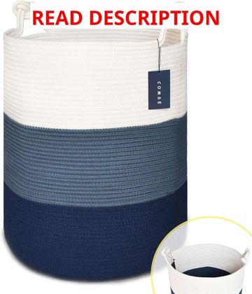 COMSE Tall Woven Blanket & Laundry Basket 72L