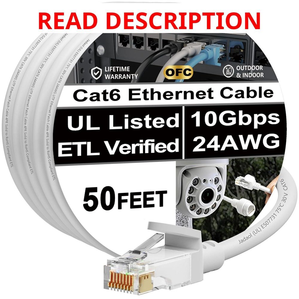 Jadaol 50ft Cat6 Ethernet Cable White