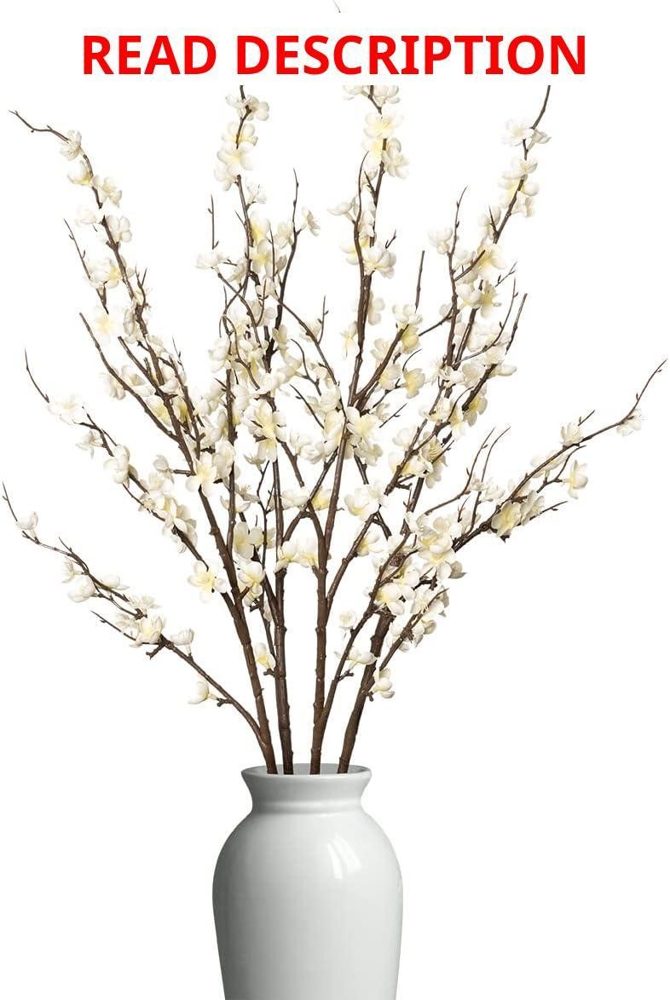 Ammyoo 4Pcs Cherry Blossom Branches White
