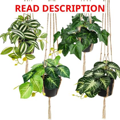 Gresorth 4 Pack Fake Hanging Plant D cor 34.6"