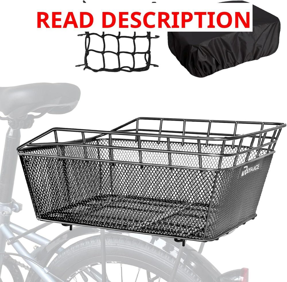 RAYMACE Bike Basket Rear with Net & Cover