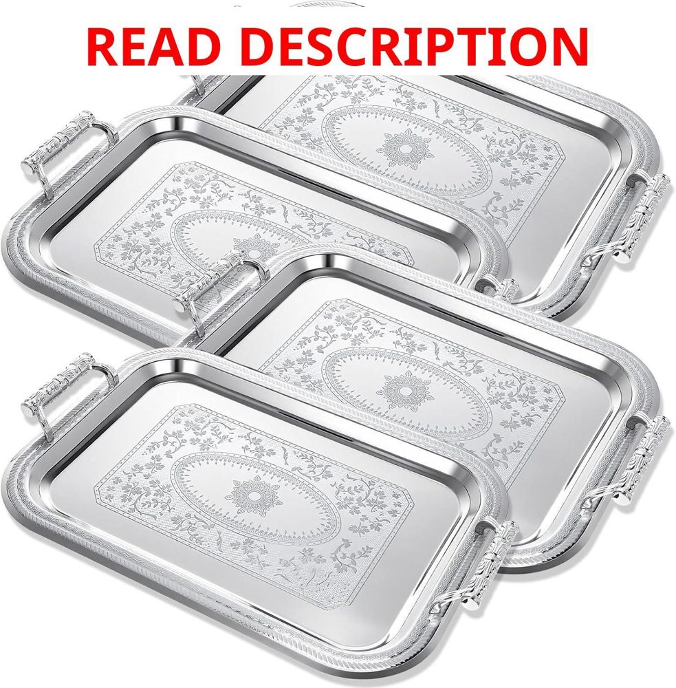 4 Pack Stainless Steel Serving Trays