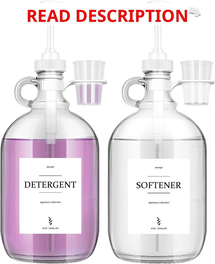 Glass Laundry Detergent Dispenser with Cups