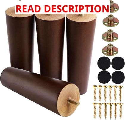 Yaliuliu 6" Round Wood Furniture Legs (4)