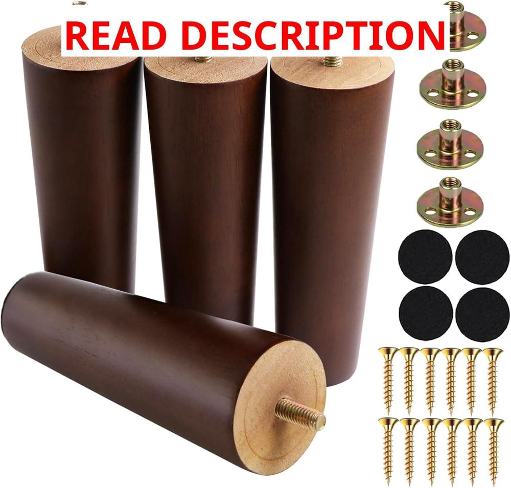 Yaliuliu 6" Round Wood Furniture Legs (4)