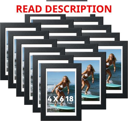 HappyHapi 4x6 Picture Frames Set of 18 Black