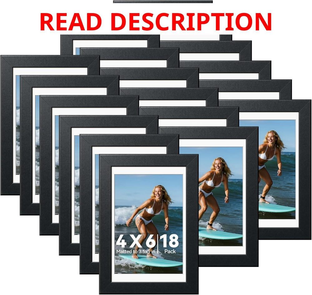 HappyHapi 4x6 Picture Frames Set of 18 Black
