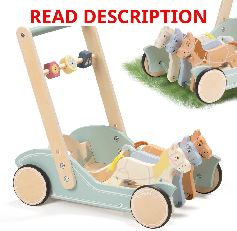 Giant Bean Galloping Ponies Wooden Baby Walker