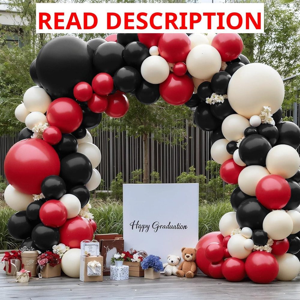 Blocesa Red Black White Balloons Arch Kit