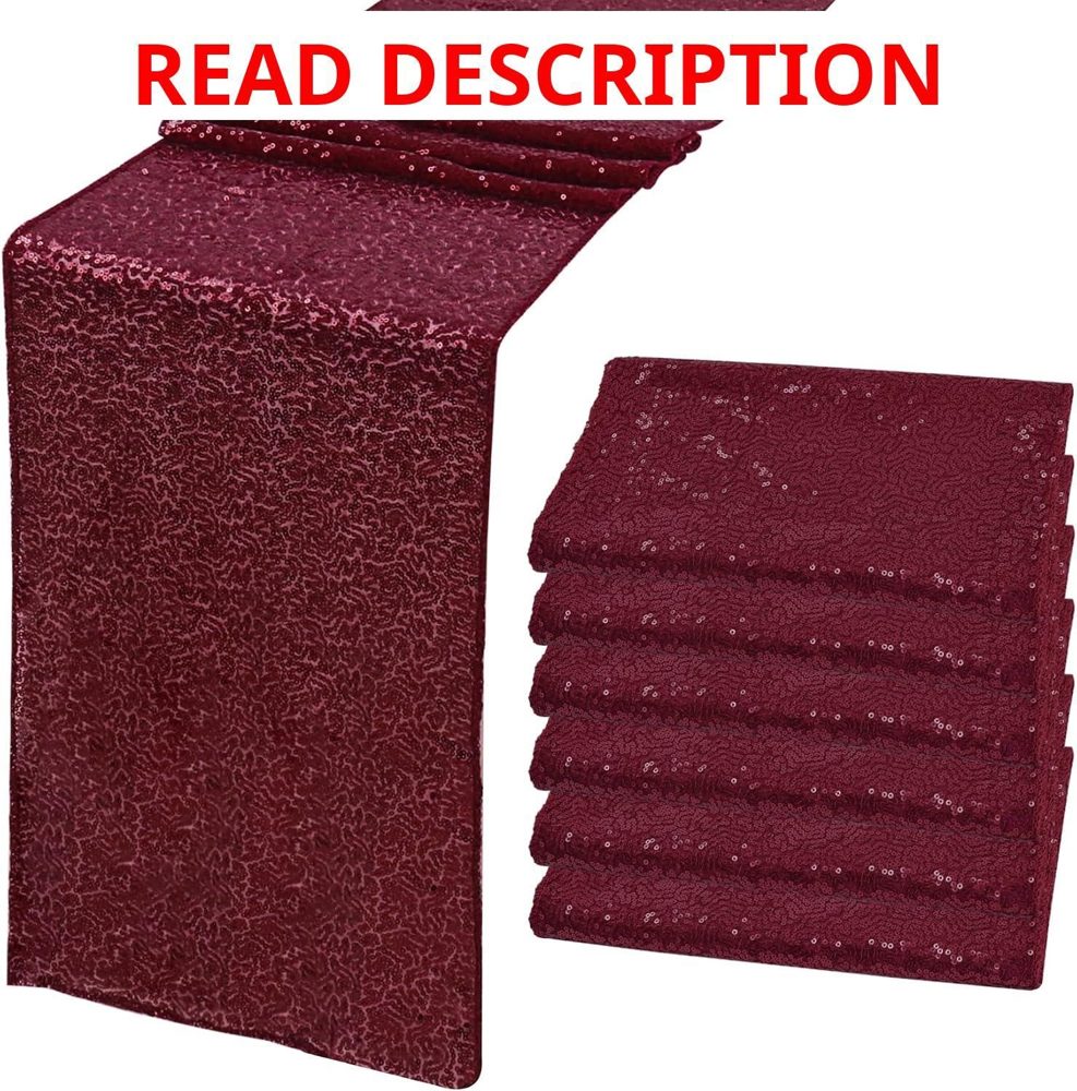 Burgundy Red Sequin Table Runner 12x72"