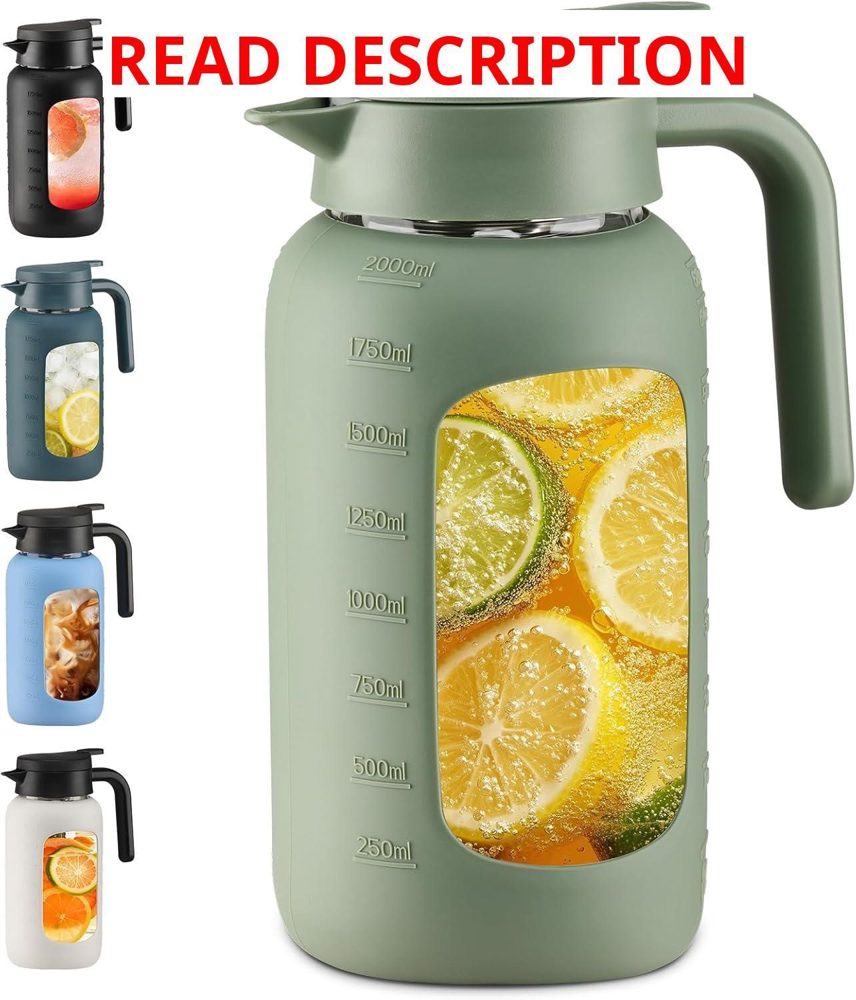 68oz Glass Pitcher with Handle Lid for Fridge