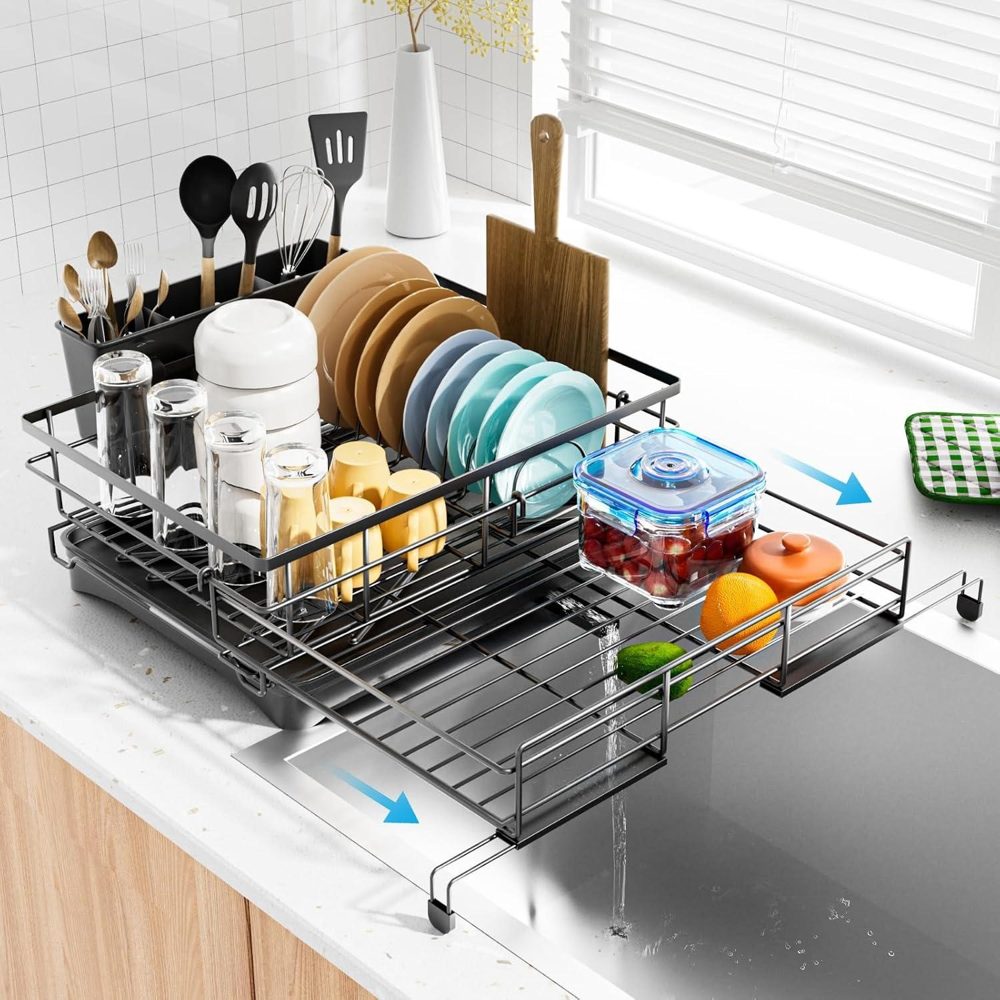 Laveshop Dish Drying Rack   Expandable Black