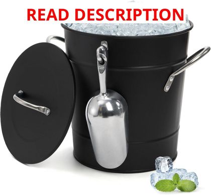 YOUEON 4L Ice Bucket with Scoop & Lid Black