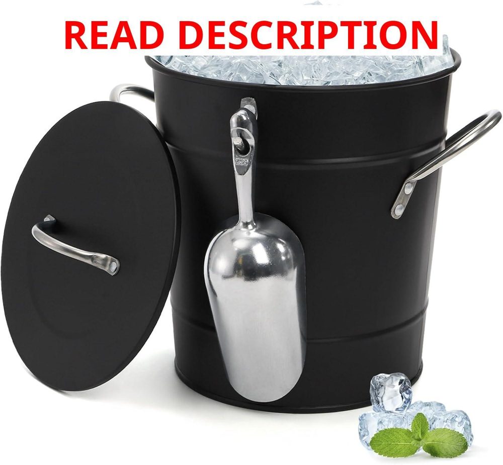 YOUEON 4L Ice Bucket with Scoop & Lid Black