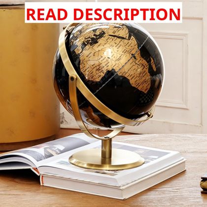Rotating World Globe Metal Stand 10.6"