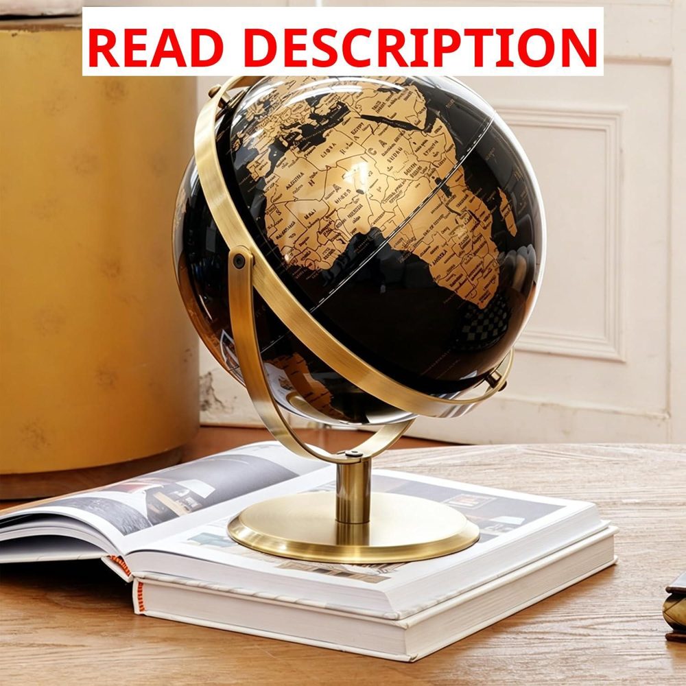 Rotating World Globe Metal Stand 10.6"