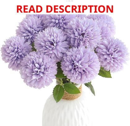 Floroom 12pcs Lilac Faux Silk Mums with Stems