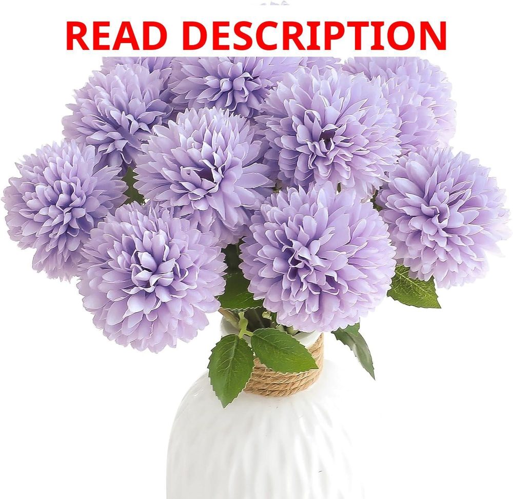 Floroom 12pcs Lilac Faux Silk Mums with Stems
