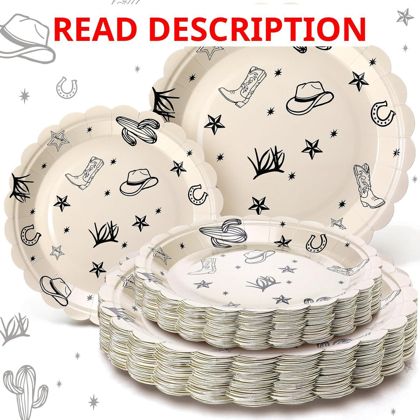 Havawish 60 Pcs Western Plates Cowboy Party