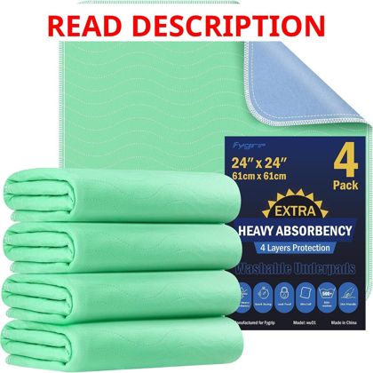 Fygrip 4 Pack 24" x 24" Bed Pads