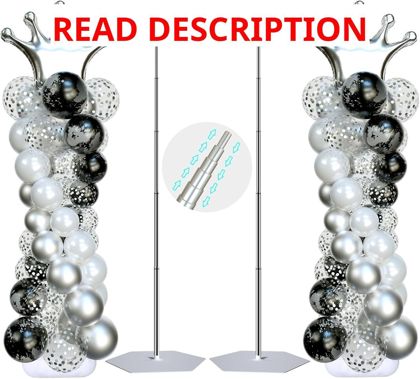 SINBEE Balloon Arch Stand 7ft Silver 2-Pack
