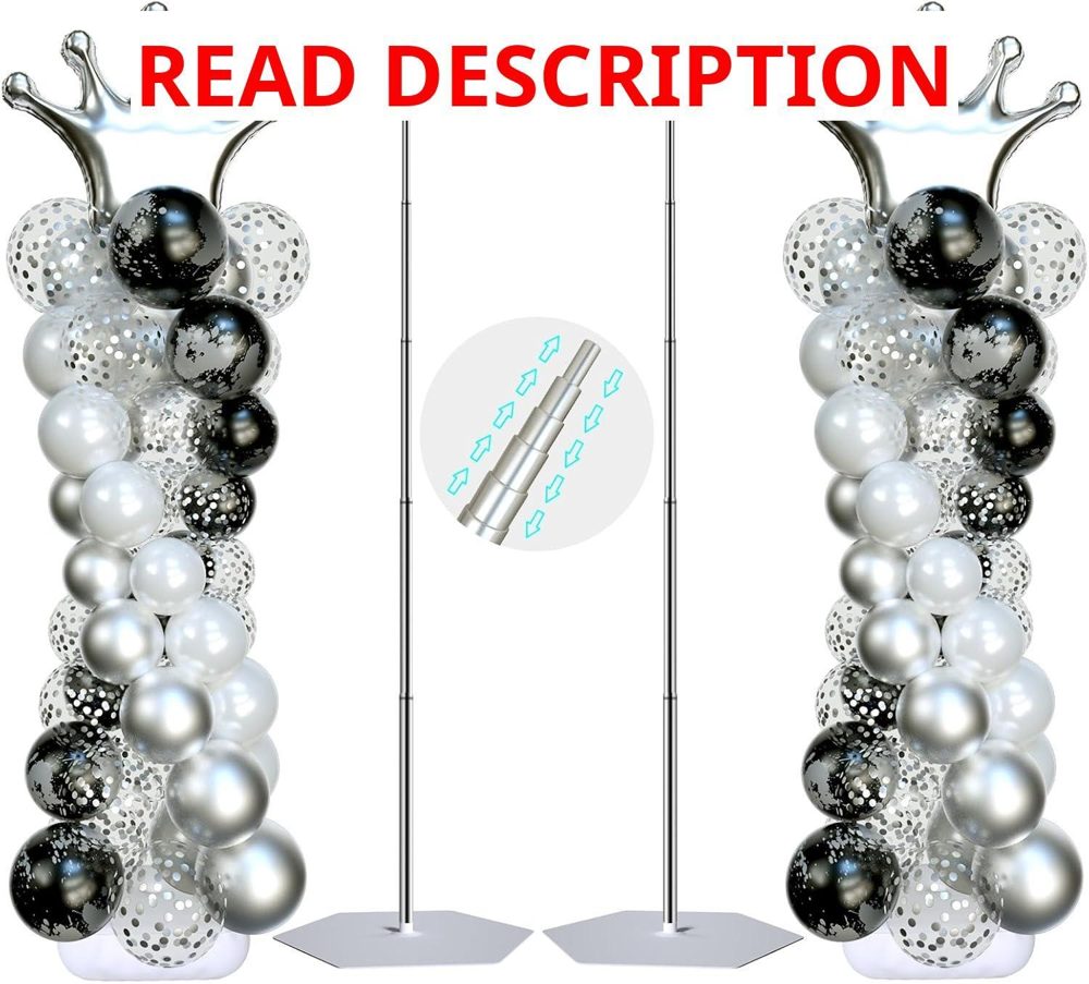 SINBEE Balloon Arch Stand 7ft Silver 2-Pack