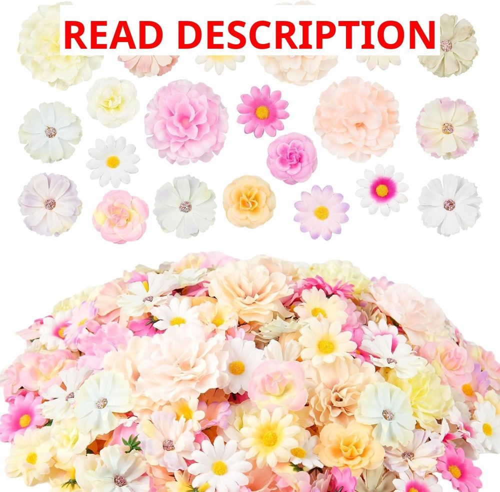 210 Pcs Mini Silk Flower Heads Mixed Light