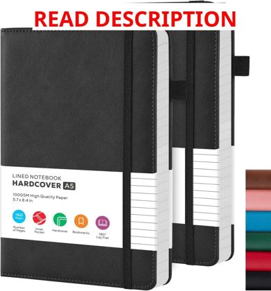 2 Pack Lined Journal A5 Leather Hardcover