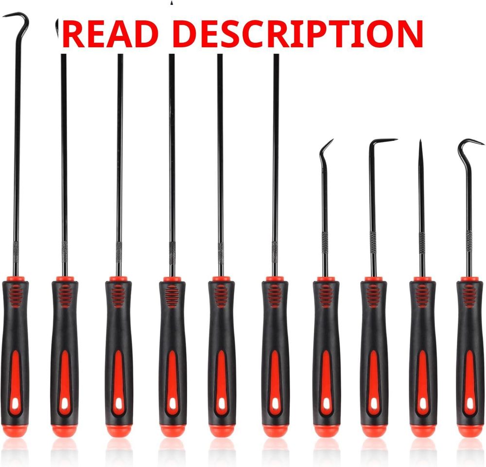Rindion 10Pcs Pick Set with Non-Slip Grip (Red)